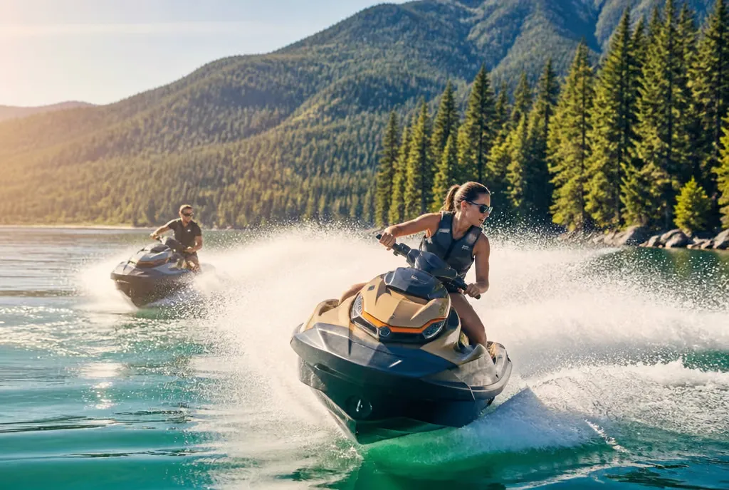A Sea-Doo personal watercraft on the lake